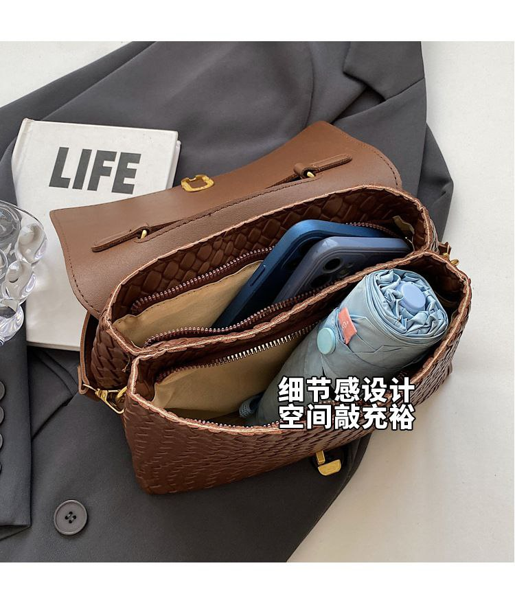 Trendy small handbags for women, versatile for autumn 2026, new retro shoulder/crossbody bag with textured handle - Image 5