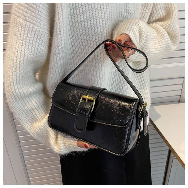 Retro Small Bag 2026 New Trendy Fashion Casual Shoulder/Underarm Bag Women's Bag - Black-BG-01