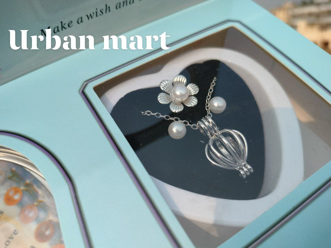 Love Pearl Locket Necklace Set - Image 2